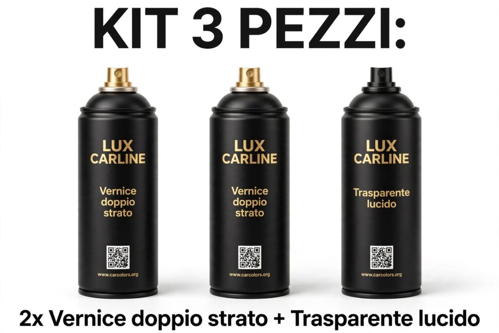 KIT 3 PEZZI Bombolette auto – 2x Vernice Auto DS + 1x Trasparente - Colore su codice